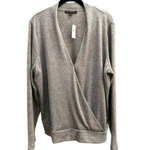 Banana Republic Women's Gray V-Neck Metallic Sweater Size XL Long Sleeve NWT